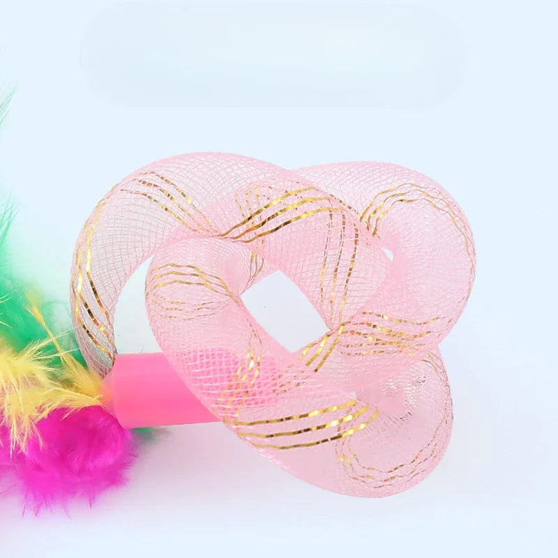 Juguete para Gato, tubo de cuerda con resorte de plumas, juguete elástico, suministros para mascotas, juguetes interactivos para gatos, juguetes interactivos para gatos, juguetes de plumas