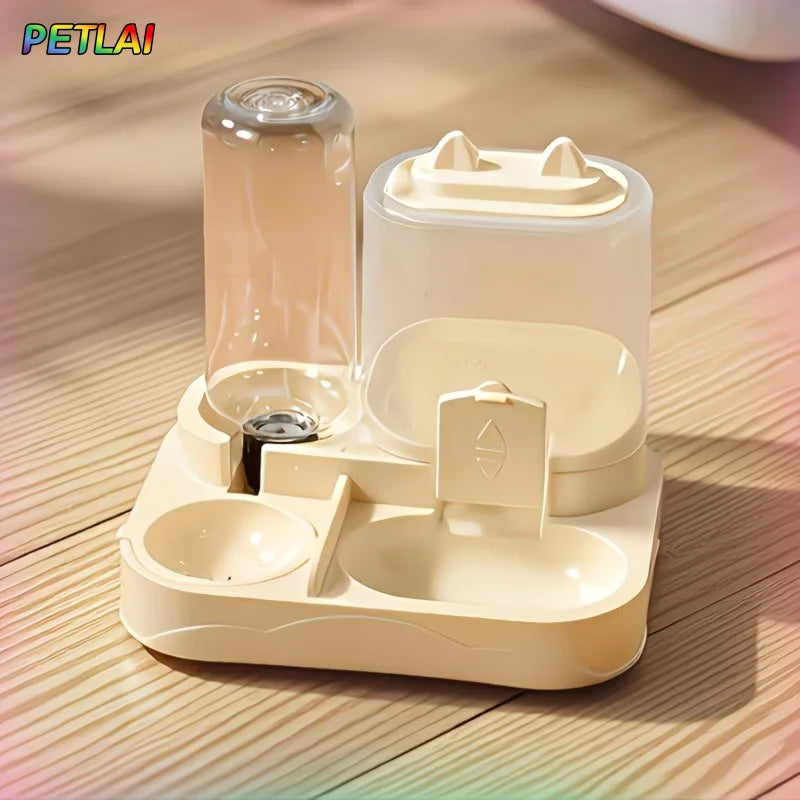 Unidad de Alimentación y Bebedero para Mascotas, Separa Comida Seca y Húmeda, Hecha de Plástico Resistente con Diseño Transparente, Sin Batería, para Gatos