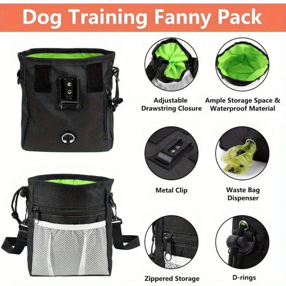 Kit de entrenamiento para perros: bolsa para premios, clickers, silbato silencioso, 2 en 1, guía, bolsas para excrementos