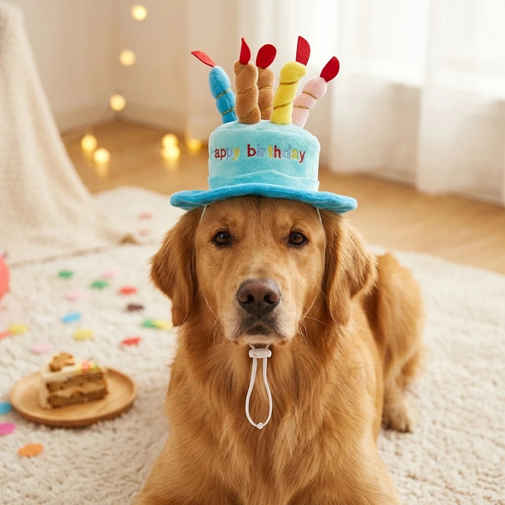 Juego de sombreros para fiesta de cumpleaños para mascotas, para gatos y perros, elástico, cómodo de llevar, resistente a mordeduras, duradero, accesorio para fotos, regalo
