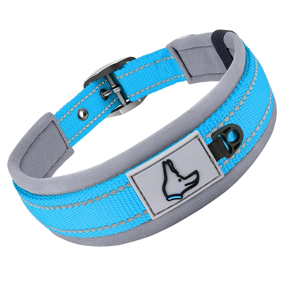 Collares Acolchados para Perros Pequeños, Medianos y Grandes, Collares Reflectantes Suaves y Anchos para Mascotas, Collares Ajustables de Nailon y Neopreno Resistentes
