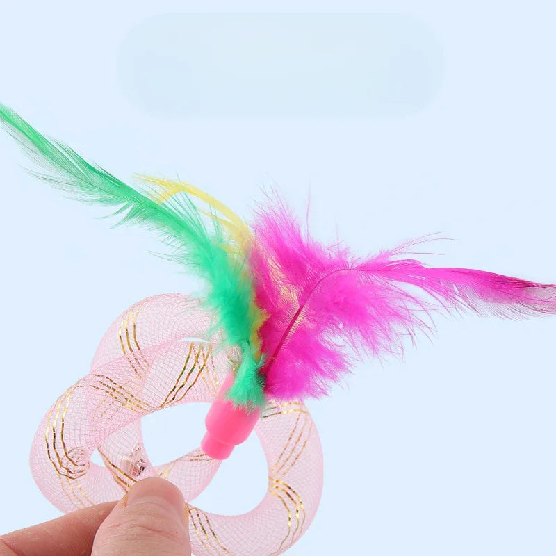 Juguete para Gato, tubo de cuerda con resorte de plumas, juguete elástico, suministros para mascotas, juguetes interactivos para gatos, juguetes interactivos para gatos, juguetes de plumas