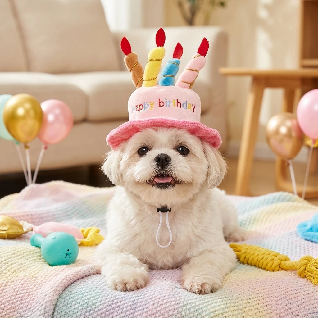 Juego de sombreros para fiesta de cumpleaños para mascotas, para gatos y perros, elástico, cómodo de llevar, resistente a mordeduras, duradero, accesorio para fotos, regalo
