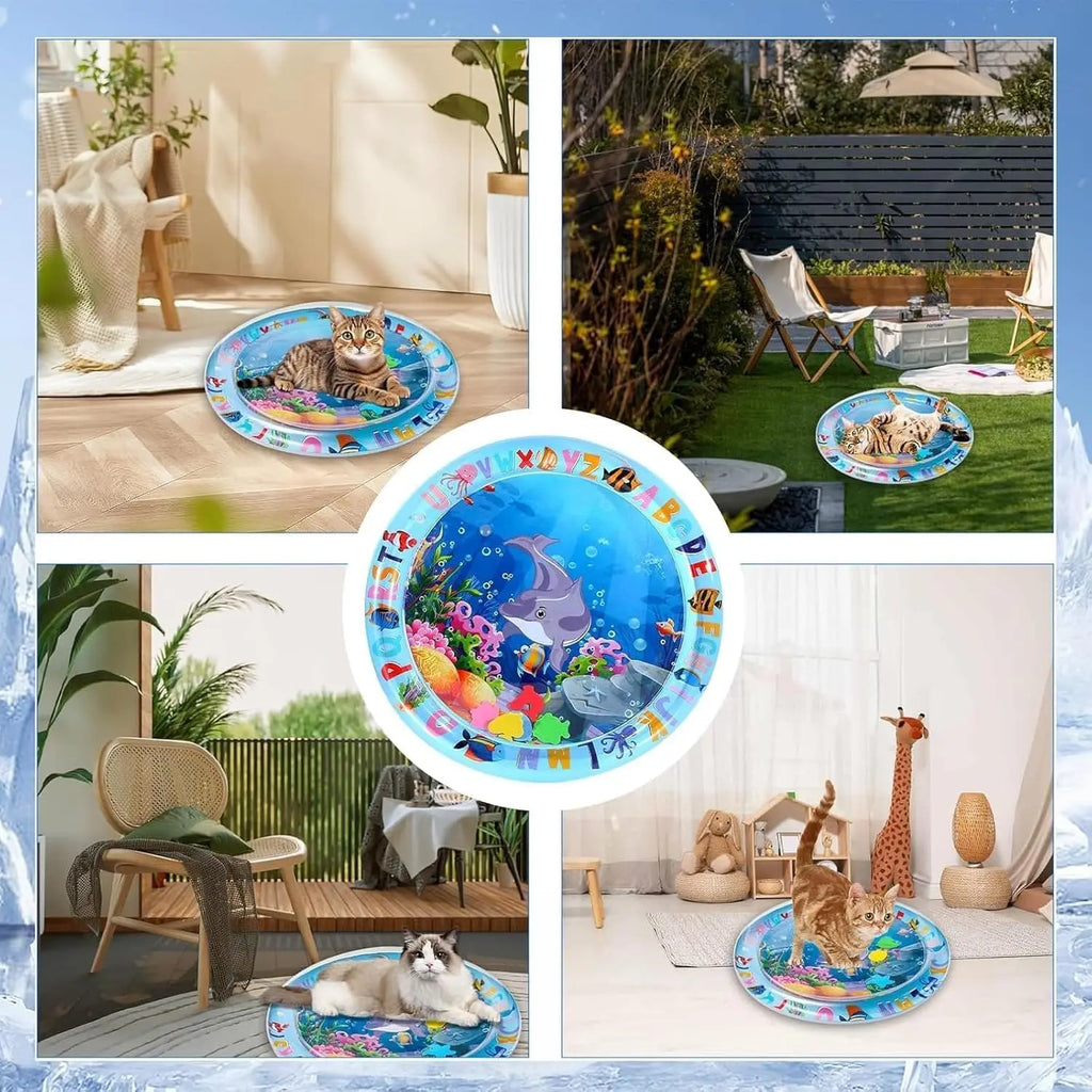 Estera de juego sensorial de agua para mascotas, almohadilla de enfriamiento gruesa para gatos y perros, juguete interactivo para jugar a las mascotas, actividad interior de verano