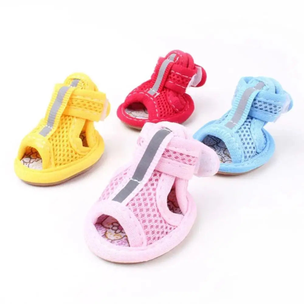 Paquete de 4 Zapatos para Perro, Lindos, Casuales, Transpirables, para Primavera y Verano, Sandalias para Mascotas