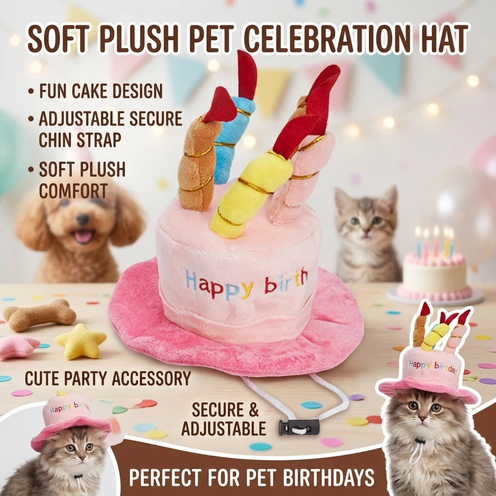 Juego de sombreros para fiesta de cumpleaños para mascotas, para gatos y perros, elástico, cómodo de llevar, resistente a mordeduras, duradero, accesorio para fotos, regalo