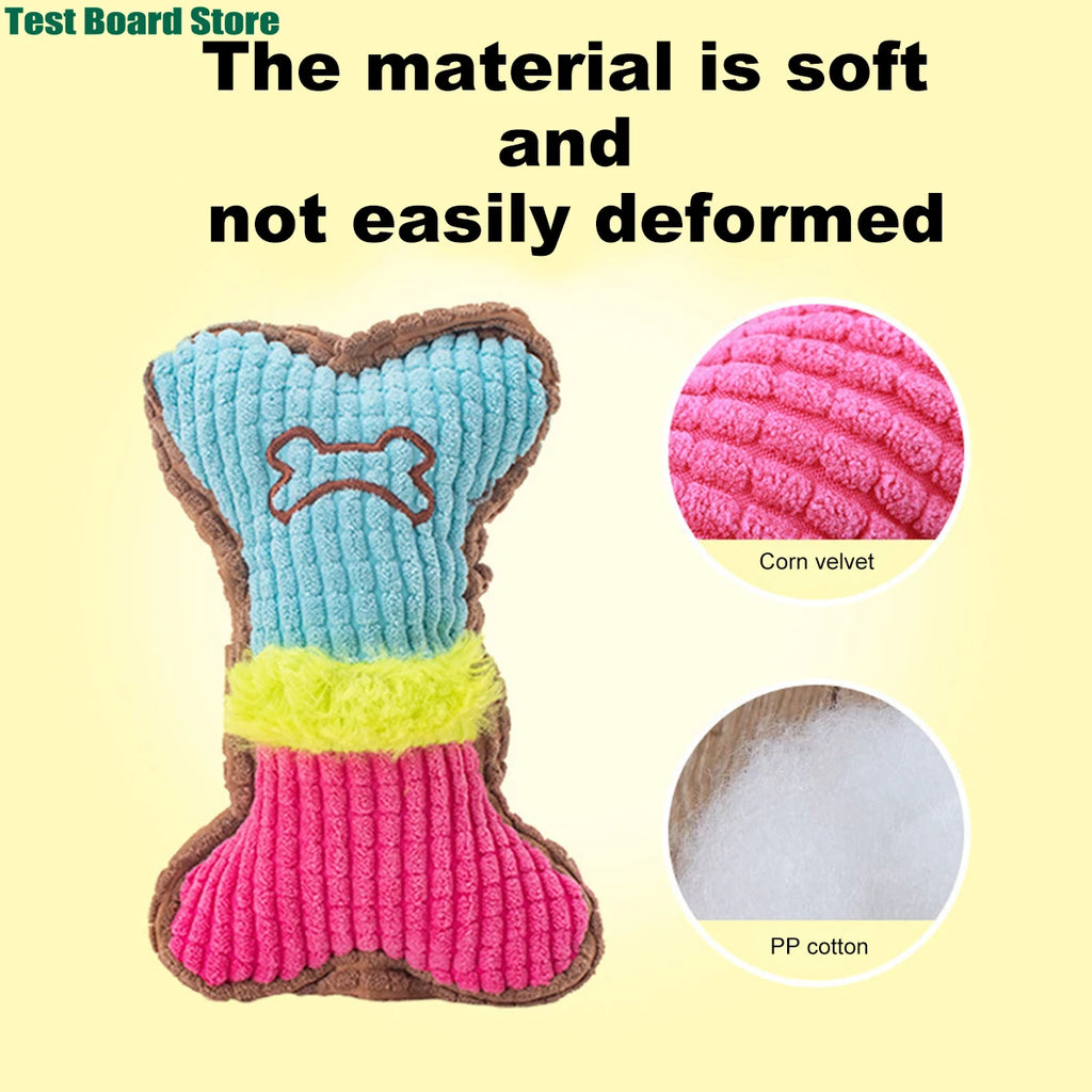 Juguete con sonido para mascotas resistente a mordeduras, juguete para masticar con forma de hueso de peluche para perros, adecuado para cachorros pequeños y medianos, 1 ud.