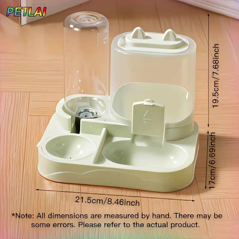Unidad de Alimentación y Bebedero para Mascotas, Separa Comida Seca y Húmeda, Hecha de Plástico Resistente con Diseño Transparente, Sin Batería, para Gatos