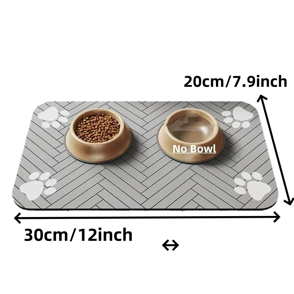 Estera de alimentación para mascotas, mantel absorbente para mascotas, respaldo de goma, estera de agua de secado rápido para perros y gatos, cuenco de comida y agua con impermeable