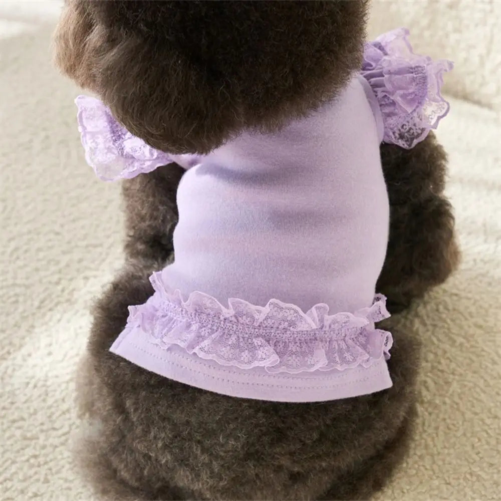 Suministros para mascotas, chaleco de verano de encaje para mascotas, falda Base para gatos con manga voladora suave, ropa transpirable para perros y cachorros