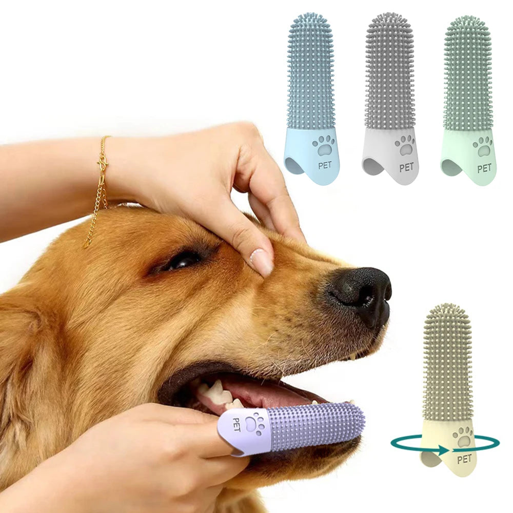 Puntas de silicona para limpieza de dientes de mascotas, para gatos y perros, limpieza y eliminación de sarro y piedras, cepillos de dientes para mascotas