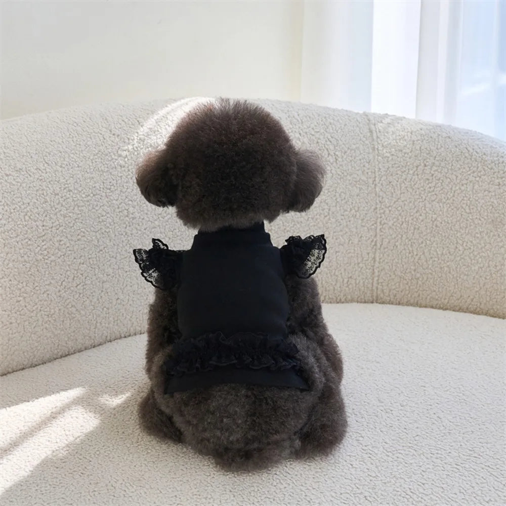 Suministros para mascotas, chaleco de verano de encaje para mascotas, falda Base para gatos con manga voladora suave, ropa transpirable para perros y cachorros