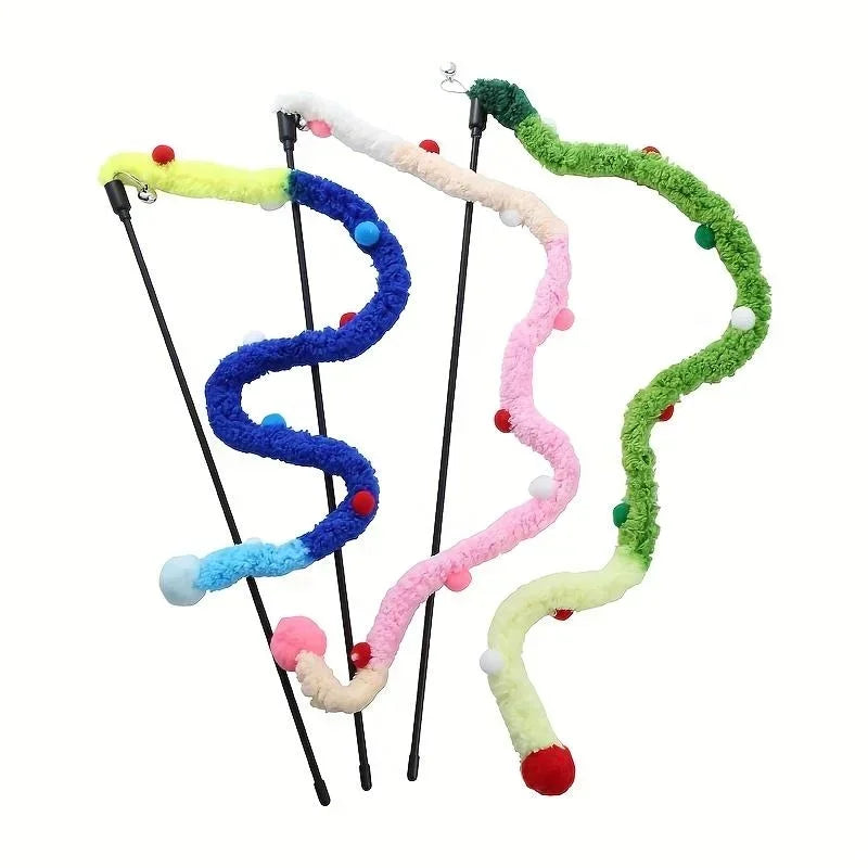 Juguete interactivo para gatos, varitas de tira de felpa suave, juguetes para gatos gatitos, suministros para mascotas para diversión y ejercicio