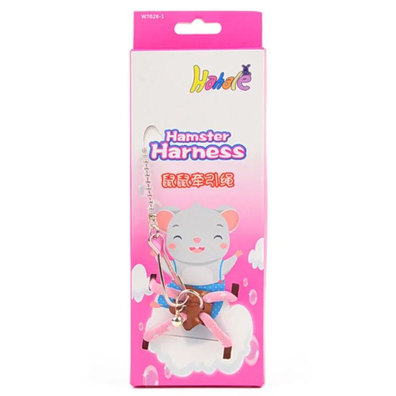 Arnés suave ajustable para mascotas, juego de correa con campana, ratón, hámster, hurones, rata, correa para cerdo, arnés para hámster, cuerda antimordida para caminar para mascotas