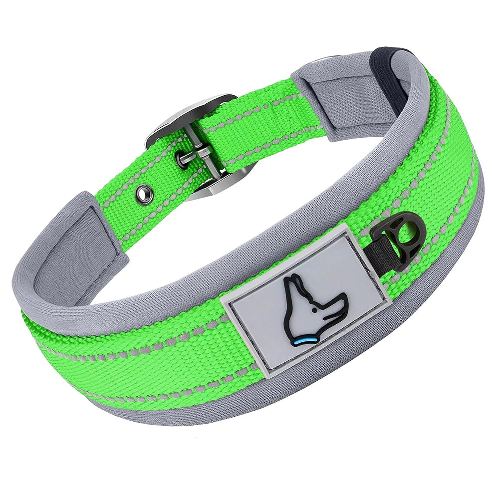 Collares Acolchados para Perros Pequeños, Medianos y Grandes, Collares Reflectantes Suaves y Anchos para Mascotas, Collares Ajustables de Nailon y Neopreno Resistentes