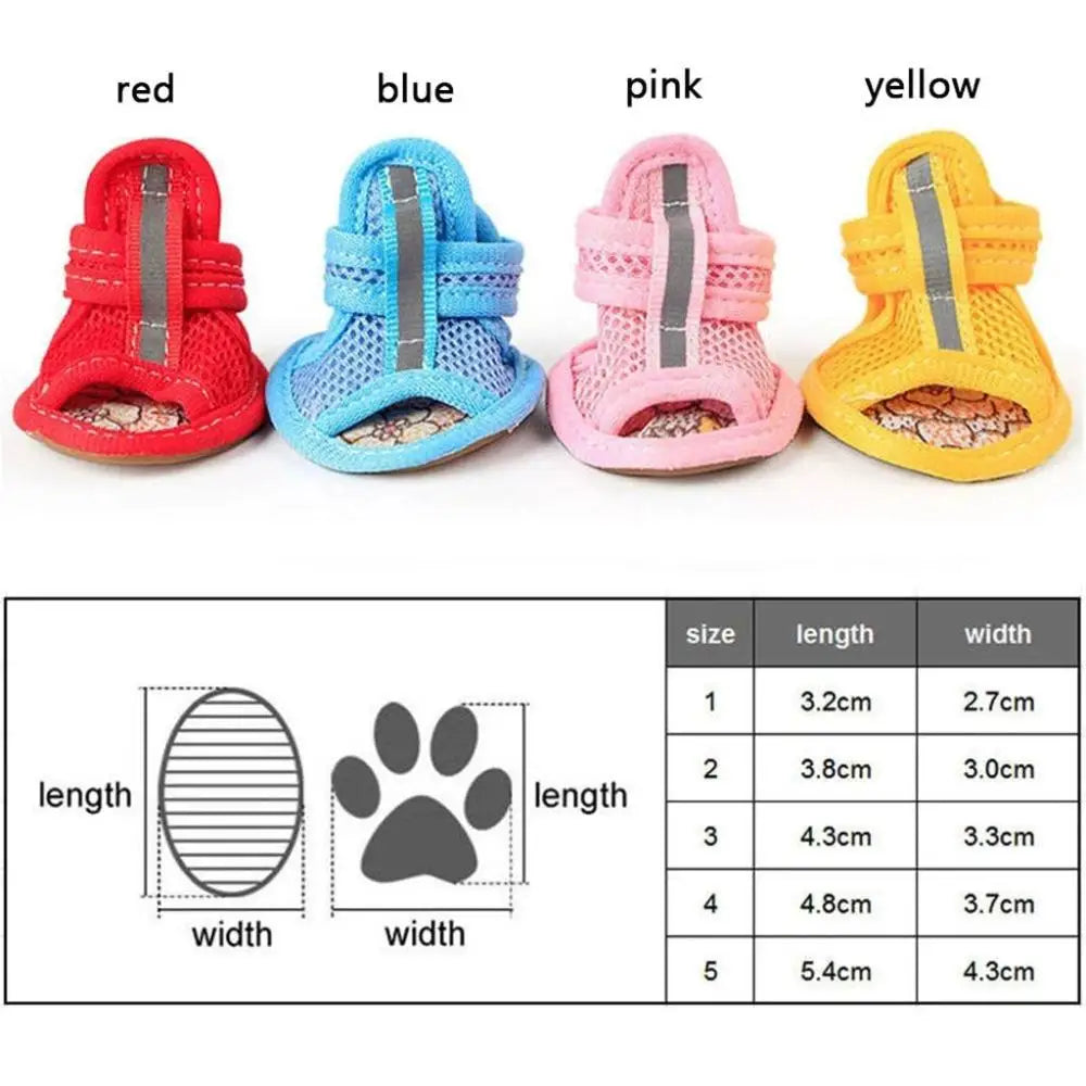 Paquete de 4 Zapatos para Perro, Lindos, Casuales, Transpirables, para Primavera y Verano, Sandalias para Mascotas