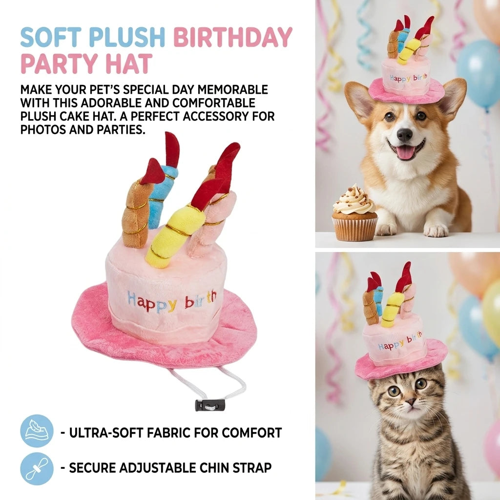 Juego de sombreros para fiesta de cumpleaños para mascotas, para gatos y perros, elástico, cómodo de llevar, resistente a mordeduras, duradero, accesorio para fotos, regalo