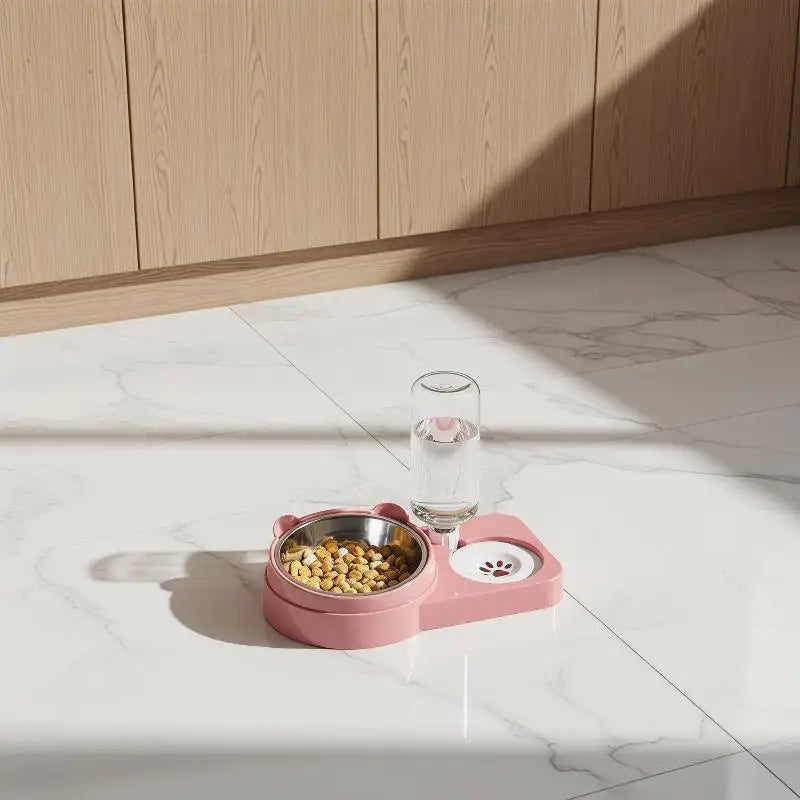 ㈅ Juego de Platos para Agua y Comida para Mascotas - Comedero Doble para Perros/Gatos, Plato Antiderrames, Suministros Esenciales para Mascotas