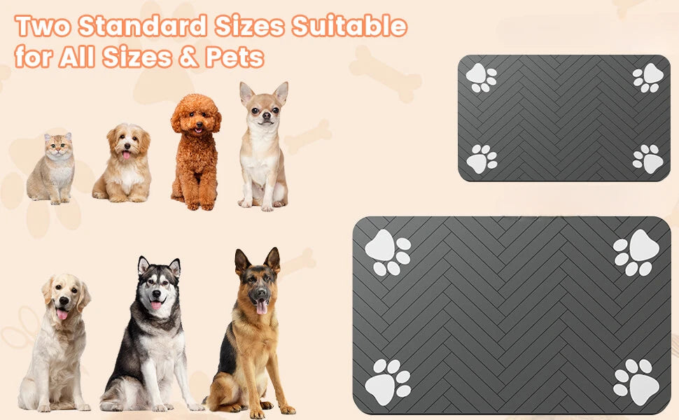 Estera de alimentación para mascotas, mantel absorbente para mascotas, respaldo de goma, estera de agua de secado rápido para perros y gatos, cuenco de comida y agua con impermeable