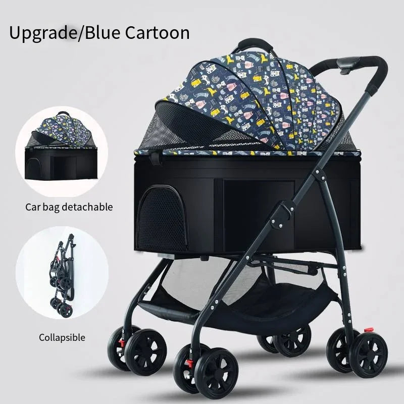 Carritos para Mascotas 3 en 1, Ligeros y Plegables, Diseñados Específicamente para Pasear Perros, Gatos, Mascotas Pequeñas y Medianas al Aire Libre