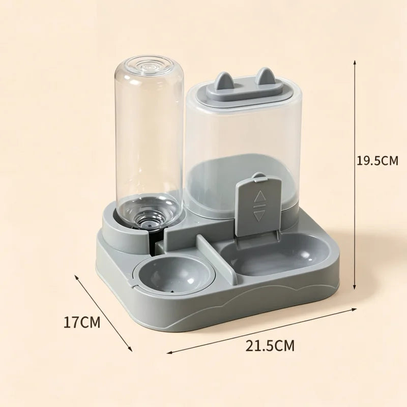 Unidad de Alimentación y Bebedero para Mascotas, Separa Comida Seca y Húmeda, Hecha de Plástico Resistente con Diseño Transparente, Sin Batería, para Gatos