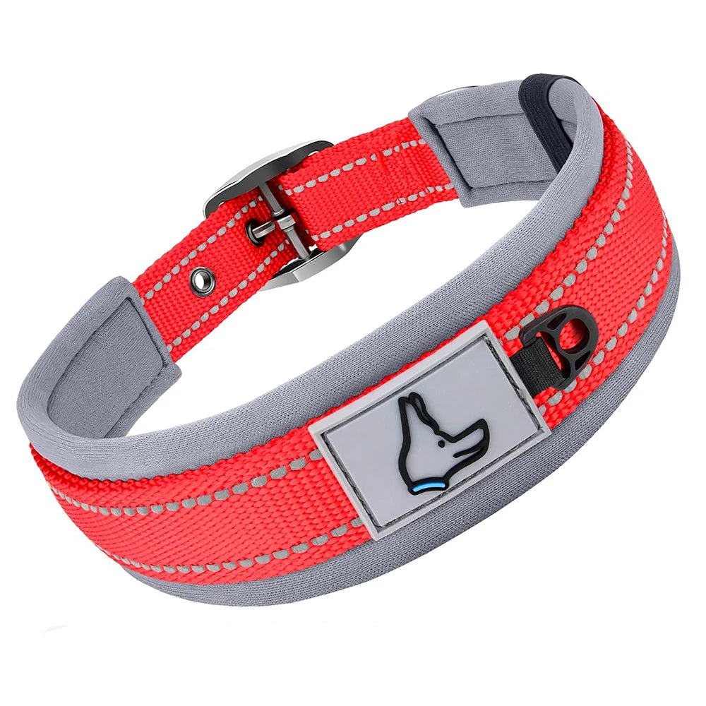 Collares Acolchados para Perros Pequeños, Medianos y Grandes, Collares Reflectantes Suaves y Anchos para Mascotas, Collares Ajustables de Nailon y Neopreno Resistentes