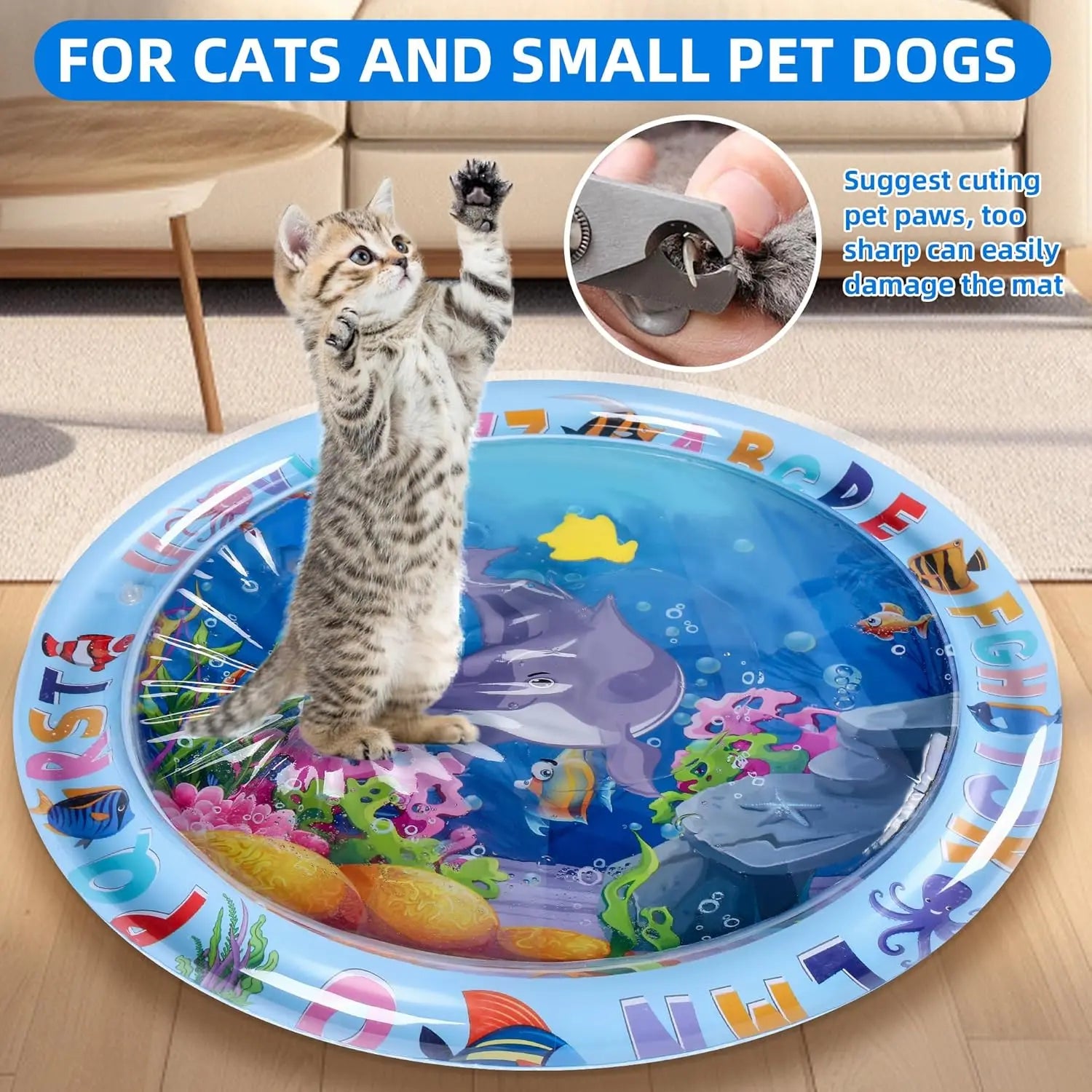 Estera de juego sensorial de agua para mascotas, almohadilla de enfriamiento gruesa para gatos y perros, juguete interactivo para jugar a las mascotas, actividad interior de verano