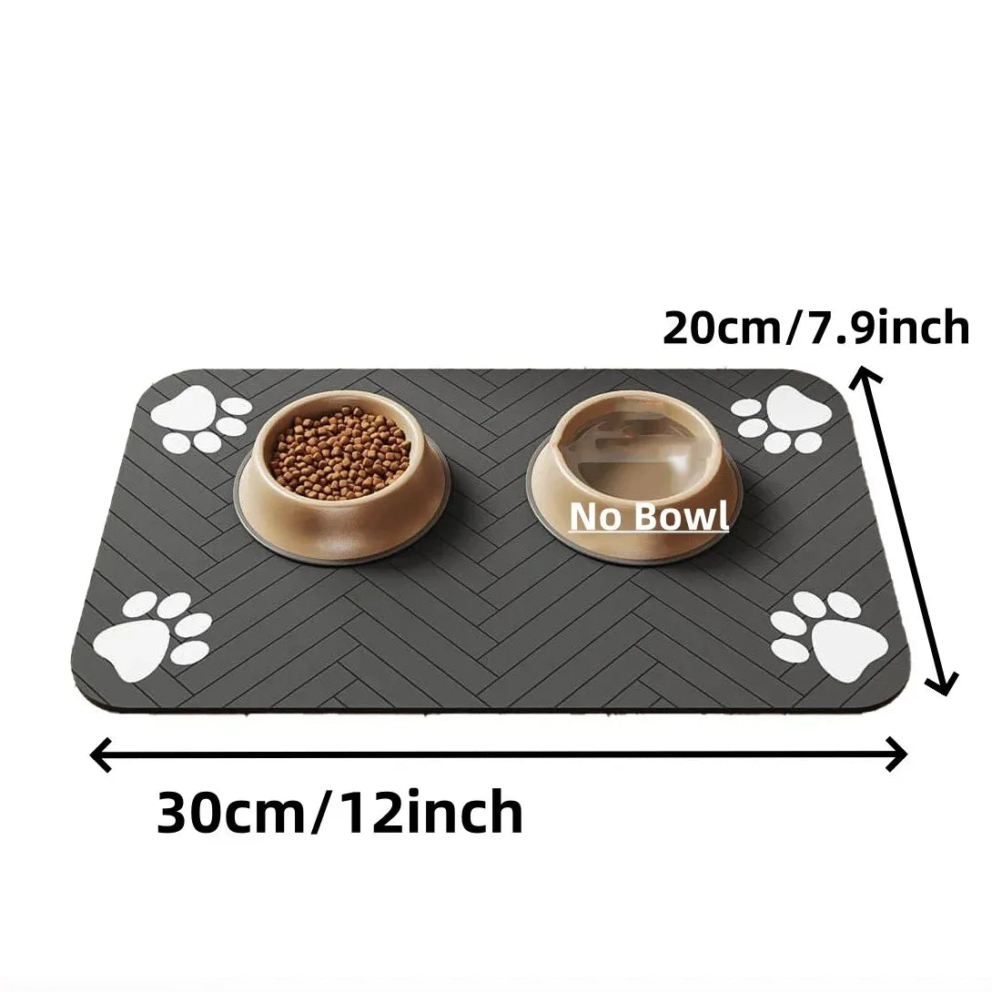 Estera de alimentación para mascotas, mantel absorbente para mascotas, respaldo de goma, estera de agua de secado rápido para perros y gatos, cuenco de comida y agua con impermeable