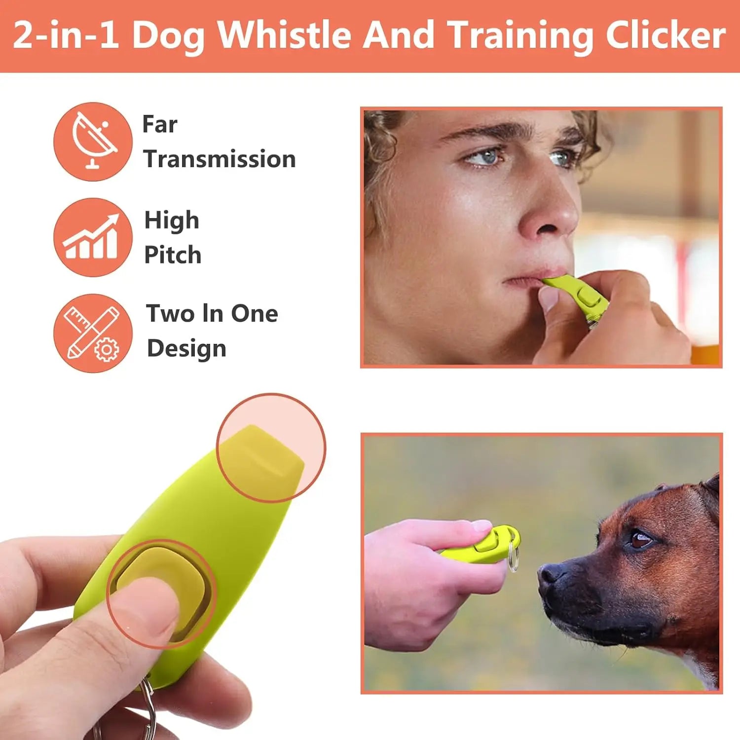 Kit de entrenamiento para perros: bolsa para premios, clickers, silbato silencioso, 2 en 1, guía, bolsas para excrementos