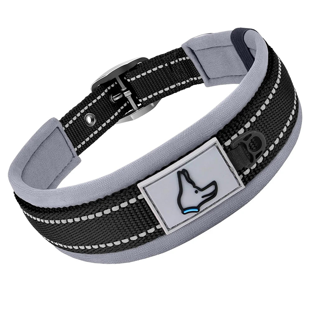 Collares Acolchados para Perros Pequeños, Medianos y Grandes, Collares Reflectantes Suaves y Anchos para Mascotas, Collares Ajustables de Nailon y Neopreno Resistentes