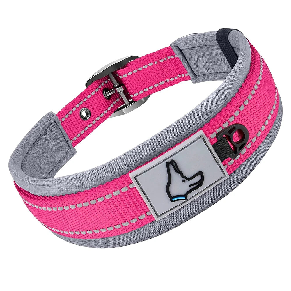 Collares Acolchados para Perros Pequeños, Medianos y Grandes, Collares Reflectantes Suaves y Anchos para Mascotas, Collares Ajustables de Nailon y Neopreno Resistentes