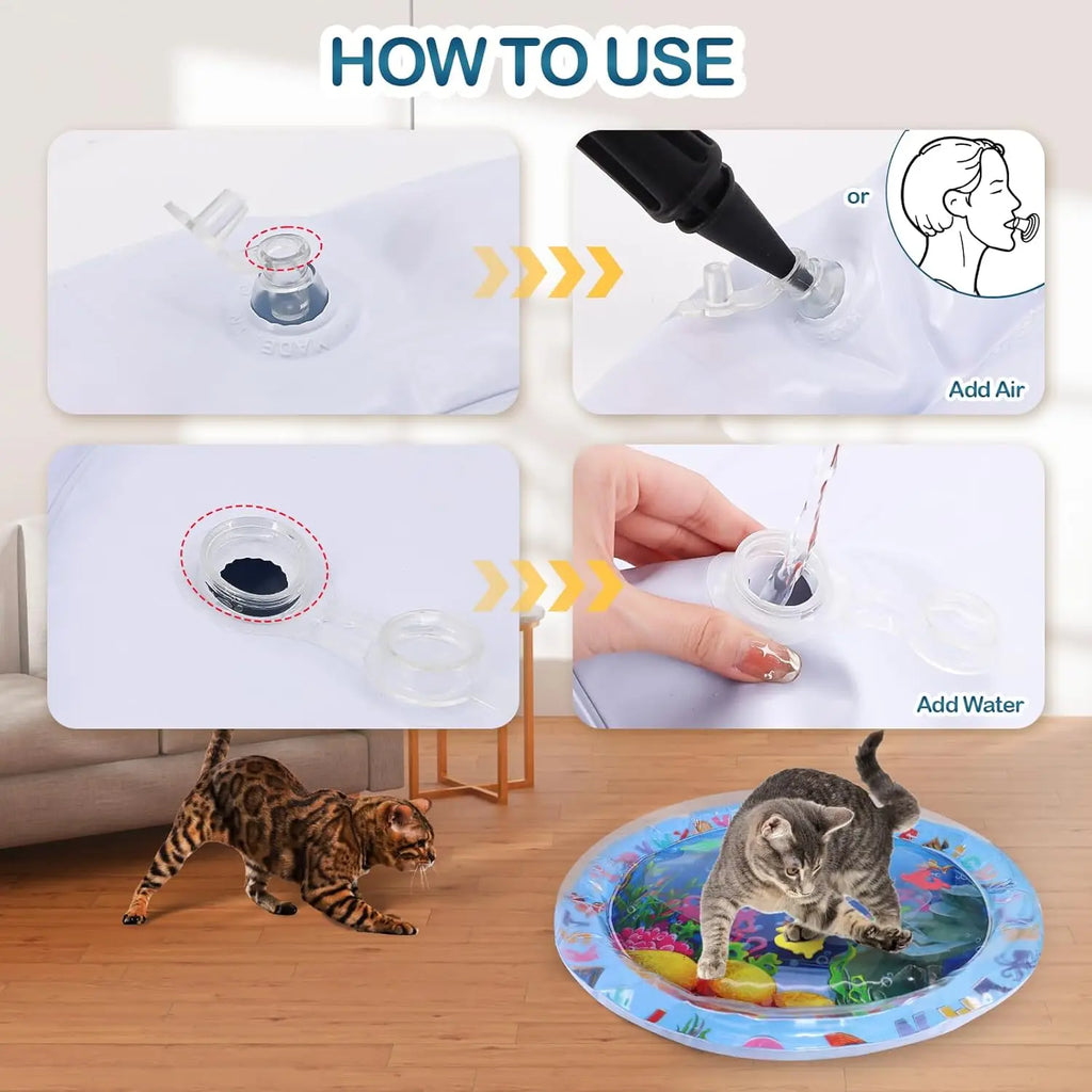 Estera de juego sensorial de agua para mascotas, almohadilla de enfriamiento gruesa para gatos y perros, juguete interactivo para jugar a las mascotas, actividad interior de verano