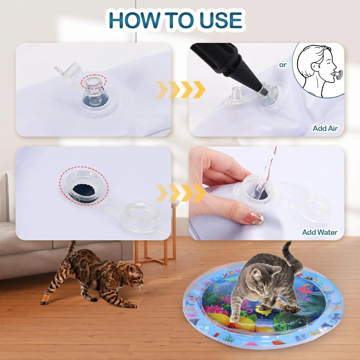 Estera de juego sensorial de agua para mascotas, almohadilla de enfriamiento gruesa para gatos y perros, juguete interactivo para jugar a las mascotas, actividad interior de verano