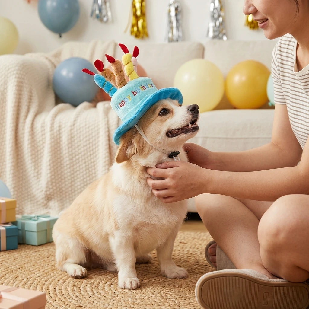 Juego de sombreros para fiesta de cumpleaños para mascotas, para gatos y perros, elástico, cómodo de llevar, resistente a mordeduras, duradero, accesorio para fotos, regalo