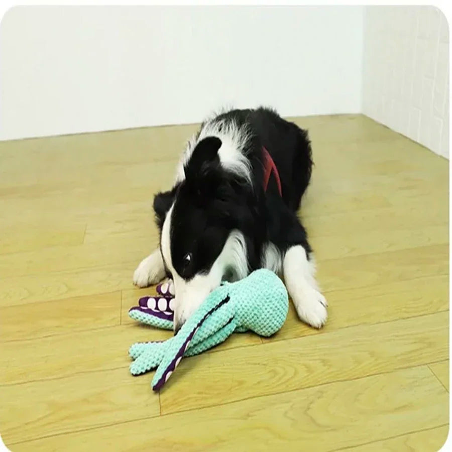 Juguete de pulpo de peluche para mascotas, sonido interactivo, antidemolición, hogar, perro grande y pequeño, compañero de aburrimiento, juguete para perros