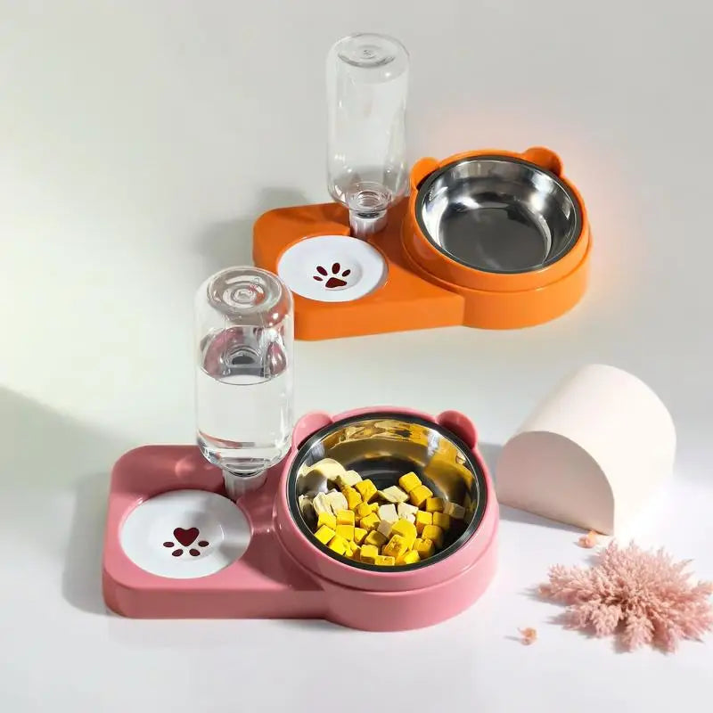 ㈅ Juego de Platos para Agua y Comida para Mascotas - Comedero Doble para Perros/Gatos, Plato Antiderrames, Suministros Esenciales para Mascotas