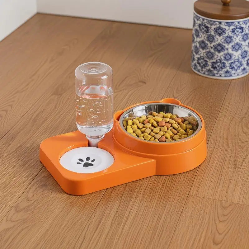 ㈅ Juego de Platos para Agua y Comida para Mascotas - Comedero Doble para Perros/Gatos, Plato Antiderrames, Suministros Esenciales para Mascotas